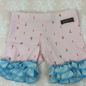 Matilda Jane Carrot Ruffle Pants Shorts Size 4 NWOT Pink and Blue